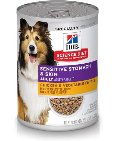 Hill's Science Diet Adult Sensitive Stomach & Skin Canned Dog Food Chicken & Vegetable Entr e & Senior 7+ Canned Dog Food Savory Stew with Beef & Vegetables 12.8 oz 12 Pack wet dog food - Buy Online on SooperMarket.com