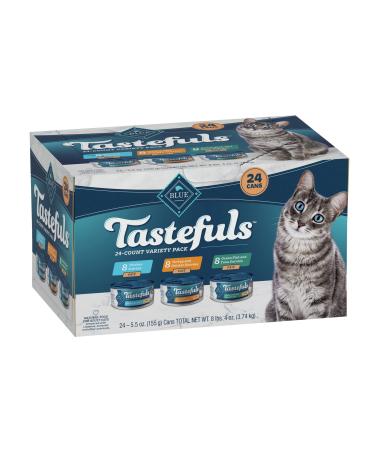 Blue Buffalo Tastefuls Natural Pate Wet Cat Food (Pack of 24) Chicken, Turkey & Chicken, Ocean Fish & Tuna 1 Count (Pack of 24)