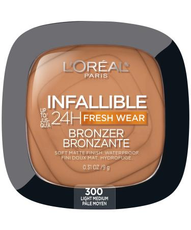 L'Oreal Paris Infallible Up to 24H Fresh Wear Soft Matte Longwear Bronzer. Waterproof, heatproof, humidity and sweatproof, Light medium, 0.31 oz