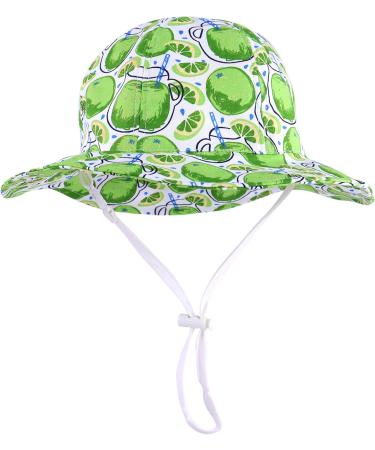 LANGZHEN Baby Girls Sun Protection Hat - Adjustable Wide Brim Toddler Kids Summer Play Hat, White Apple, 6-12 Months - Buy Online on SooperMarket.com