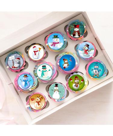 PRECUT Christmas Snowman Cupcake Toppers Mix Christmas Edible Cake Decorations Snowman Cake Toppers Xmas Cupcake Decoration Cute Snowman Cup Cake Topper (12) - Buy Online on SooperMarket.com