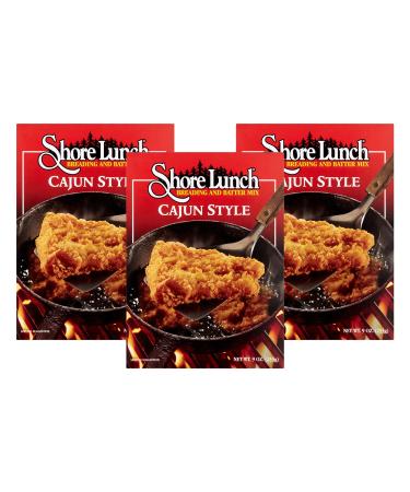 Shore Lunch Breading and Batter Mix, Cajun Style, New Orleans Style Recipe for Crisp Texture & Zesty Flavor, 9 Servings Per Box, 9-Ounce Box (Pack of 3)