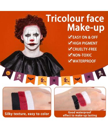 Buy EB okuup 3 Set Face Body Paint - Black White Red Clown Makeup Kit | Joker Halloween Cosplay & Special Effects | International Shipping Available - Buy Online on SooperMarket.com