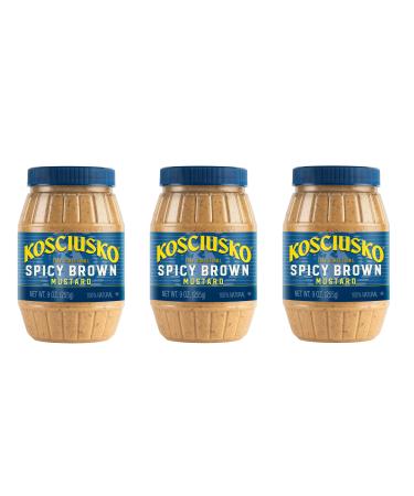 Plochman's Kosciusko The Original Spicy Brown Mustard, Bold and Zesty Flavor, 9 Ounce Jar, 3-Pack