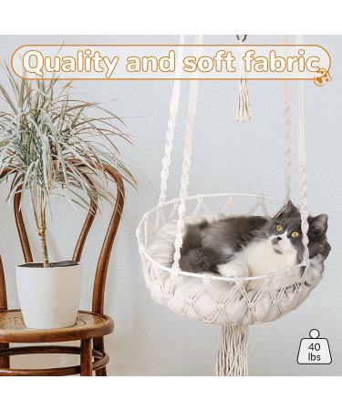 AXIBA Macrame Cat Hammock with Cushion - Hanging Cat Bed for Indoor Cats - Buy Online on SooperMarket.com
