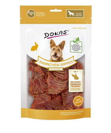 Dokas rabbit ribs-grain-free premium natural snack for dogs made of dried rib ribs-1 x 100 g rabbits 100 g (1 Pack)