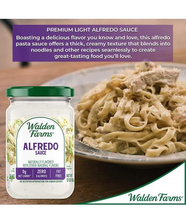 Walden Farms Light Alfredo Sauce 12 oz - Sugar, Fat, Calorie & Dairy Free, Vegan Friendly - Ideal for Pasta, Noodles, Chicken & Fresh Recipes - Buy Online on SooperMarket.com