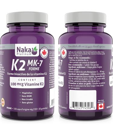 Naka Pro Herbs Naka Platinum K2 (mk-7 Form) 100mcg 150 Veggie Capsules (Bonus Size 120+30) 150 count - Buy Online on SooperMarket.com