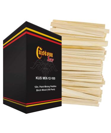 Custom Shop Craft and Paint Sticks - (Pack -100 Sticks) 12 Inch Premium Grade Wood Stirrers/Paddles - Use for Wood Crafts - Paddle to Mix Epoxy Resin or Paint -Garden Sign Post Sticks/Paddles 12 - Pack of 100