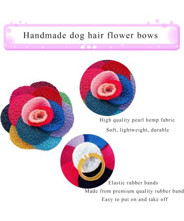 JpGdn 24 Pcs Dog Hair Bows Flowers with Rubber Bands Handmade Topknot Hair for Small Medium Puppy Doggies Kitten Cats Grooming Accessories - Buy Online on SooperMarket.com