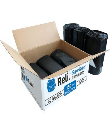 Reli. Easy Grab Trash Bags 55-60 Gallon (150 Count) - Made in USA | Heavy Duty Contractor Bags for 50-60 Gallon Bins - Black (Pack of 1) - Buy Online on SooperMarket.com