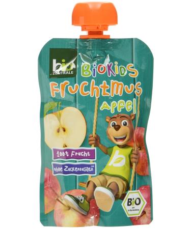 Biocentral Biokids fruit muse bag apple |12x 90 g fruits |Squeezing bag & squeezing with 100% fruit |Ideal fruit porridge & fruit puree without added sugar