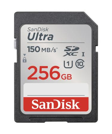 SanDisk 256GB Ultra SDXC UHS-I Memory Card - Up to 150MB/s, C10, U1, Full HD, SD Card - SDSDUNC-256G-GN6IN Memory Card Only 256GB