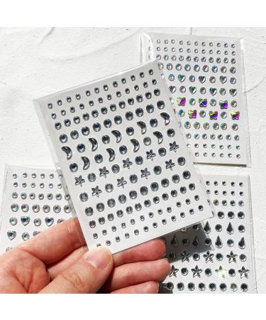 Self Adhesive Face and Body Gems - Moon, Star, Heart, Butterfly Rhinestone Decorations for DIY Makeup, Nail Art, Crafts - Buy Online on SooperMarket.com
