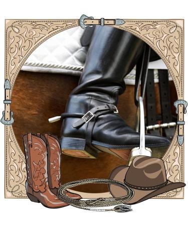 Agate Black Leather Spur Straps - 50cm/19.7in Stainless Steel Buckle Perfect for Horse Riding & High Boots | Premium Horse Accessories - Buy Online on SooperMarket.com