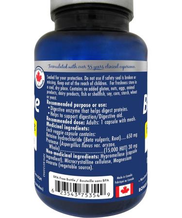 Naka Platinum Betaine HCL 650mg + Protease Digestive Support Made in Canada (75 vcaps) 75 count (Pack of 1) - Buy Online on SooperMarket.com