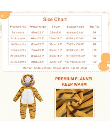 COOKY.D Unisex Winter Hooded Romper Jumpsuit 18-24 Months Tiger Print - Buy Online on SooperMarket.com