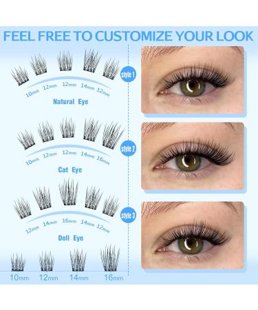 Geeneiya Wispy Lashes Clusters Kit - Natural Eyelash Extensions 10-16mm | C Curl | Waterproof Bond & Seal | Remover Tweezers & Brush Included - Buy Online on SooperMarket.com