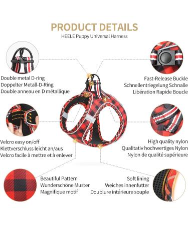 Adjustable Reflective Dog Harness for Small Dogs - Breathable Anti-Train Plaid Red - Perfect for Walking & Training - Buy Online on SooperMarket.com