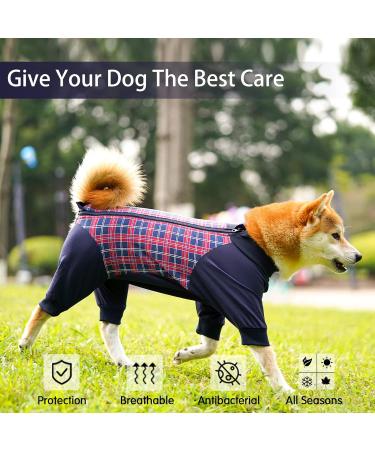 Heywean Hundebody for After Surgery - Long-Sleeved Dog Relaxation Suit Zipper Design XL Red Checked - Ideal for Post-Op Recovery for Dogs - Buy Online on SooperMarket.com