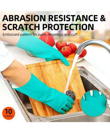 VGO 10 Pairs Reusable Household Gloves - Nitrile Latex-Free Waterproof Kitchen & Gardening Gloves (L Green) - Durable Dishwashing & Cleaning Gloves - Buy Online on SooperMarket.com