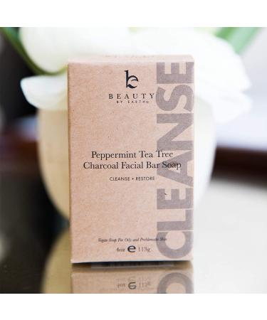 Peppermint Tea Tree Charcoal Face Wash Bar Soap - Antibacterial Cleanser for Oily Skin, Acne & Blackheads - Natural Facial Cleanser for Men & Women - Buy Online on SooperMarket.com