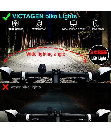 Victagen VTG8 SHIELD Bike Lights - 8000 Lumen High Beam & Low Beam LED Headlight for Night Riding - Rechargeable TypeC Bicycle Light with Free Taillights - Buy Online on SooperMarket.com