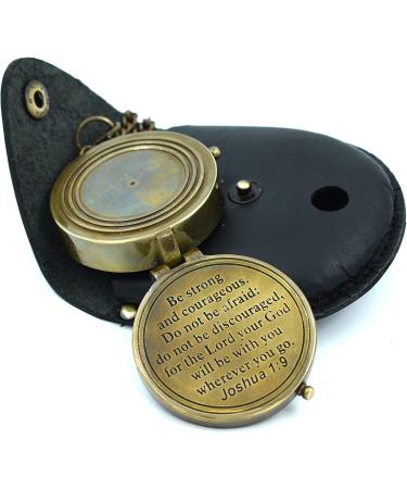 Brass Compass with Joshua 1:9 Confirmation - Christian Gifts for Women, Teens, Moms, Grandmas - Graduation, Easter, Birthday - Inspirational Bible Verse Included - Buy Online on SooperMarket.com