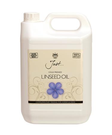 Just Oil Cold Pressed Linseed (Flax) Oil - Supplement for Horses Dogs and Cats 5 Litre