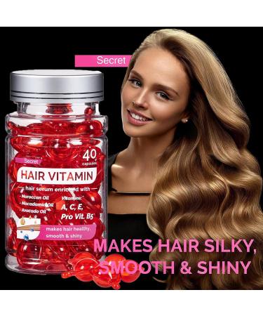 Hair Treatment Serum & Capsule Oil - No Rinse Argan Macadamia Avocado | Vitamins A C E Pro B5 - Conditioner for All Hair Types (40 Capsules - Buy Online on SooperMarket.com