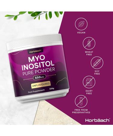 Inositol Powder 650mg | Pure Myo-Inositol Supplement for PCOS Support | Vitamin B8 | 226g | Vegan & Unflavoured by Horbaach - Buy Online on SooperMarket.com