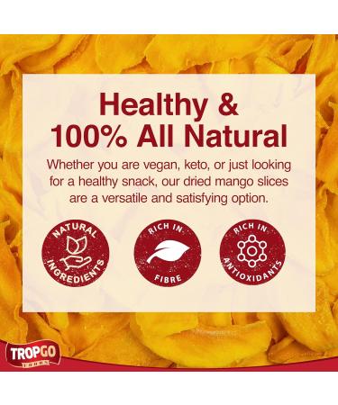 Tropgo Mango slices silver bag - Dried Fruit Bites in Pouch - Lunchbox Snacks - No Added Sugar - High in Fibre Low Calorie Gluten Free Snacks - Healthy Snacks for Adults and Kids (125g) - Buy Online on SooperMarket.com