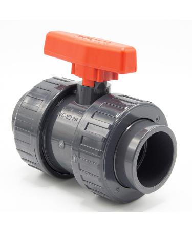 PVC ball tap I 50mm I 1 1/2 inch I for adhesive muffles and fittings i shut-off tap 2-ways I PVC pipe connector 50mm i ball slide for pool and pond construction I BM_116 50 mm