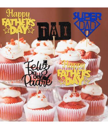 Father's Day Cupcake Toppers Father's Day Decorations Super Dad Cupcake Picks Best Dad Ever Happy Father's Day Party Decor Supplies 24 Pcs - Buy Online on SooperMarket.com