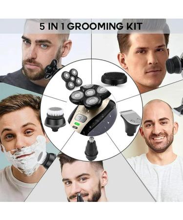 5-in-1 Electric Razor for Men | Rechargeable Wet & Dry Head Shaver Grooming Kit with Beard & Hair Trimmers Ideal Gifts for Men - Buy Online on SooperMarket.com