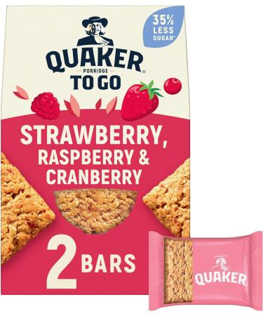 Quaker Porridge To Go Breakfast Bars Strawberry Raspberry & Cranberry Flavour 2x55g (Case of 6) - Buy Online on SooperMarket.com