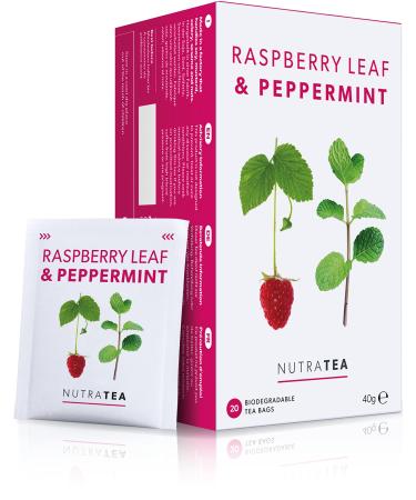Nutra Tea - Raspberry Leaf & Peppermint Tea - Raspberry Leaf Tea For Pregnancy & Expectant Mothers - 20 Tea Bags - Herbal Tea - (1 Pack) 20 Count (Pack of 1)