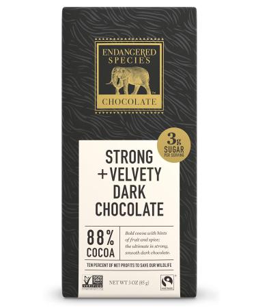 Endangered Species Chocolate Strong + Velvety Dark Chocolate 88% Cocoa 3 oz (85 g)