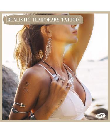 110 Temporary Flower & Phrase Tattoo Stickers for Women - Realistic & Aesthetic Fake Tattoos - Tatuajes Temporales Unisex - Buy Online on SooperMarket.com