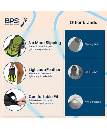 BPS Snorkel Fins - Adjustable Open Heel Swim Flippers for Diving & Snorkeling - Yellow S/M Size - Men Women - Buy Online on SooperMarket.com