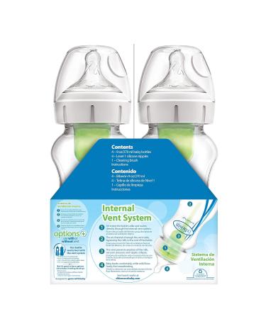 Dr. Brown's Natural Flow Anti-Colic Options+ Wide Bottles 9 oz 4 Pack - Level 1 Slow Flow Nipple - Good Morning/Good Night Gift Set - Buy Online on SooperMarket.com