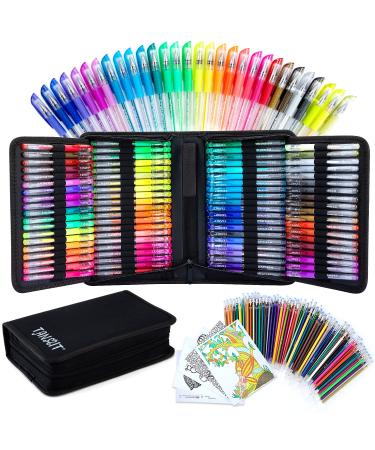 TANMIT Glitter Gel Pens Glitter Pen with Case for Adults Coloring Books 160 Pack Artist Colored Gel Markers with 40% More Ink for Drawing Scraobooking Writing Doodling