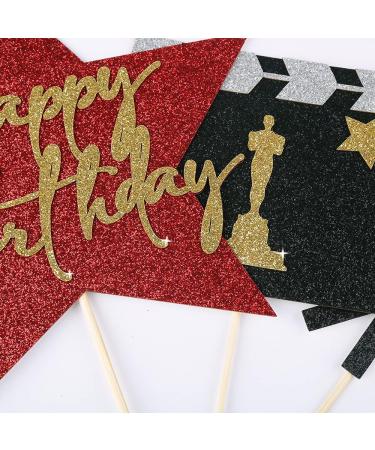 Qertesl Happy Birthday Movie Cake Topper Movie Night Cupcake Toppers Decoration Hollywood theme Cake Party Decoration. - Buy Online on SooperMarket.com