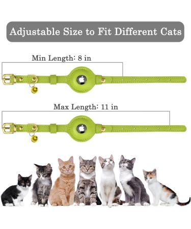 Oopsdoggy Leather Airtag Cat Collar with Bells - Tearable & Light GPS Pet Collar for Cats & Small Dogs in Lime Green - Buy Online on SooperMarket.com
