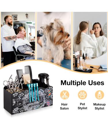 Buy No LIFE Barber Scissors Holder Box - Black 3-Grille Organizer for Hairdressing Salons | Desktop Container with Sponge & Clips | Essential Barber Accessories - Buy Online on SooperMarket.com