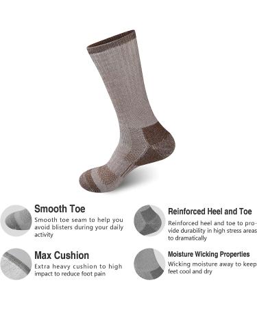 GKX Men's Merino Wool Moisture Wicking Crew Socks - Camel, Size 6-12 | Ideal for Outdoor Hiking and Heavy Duty Work - Buy Online on SooperMarket.com