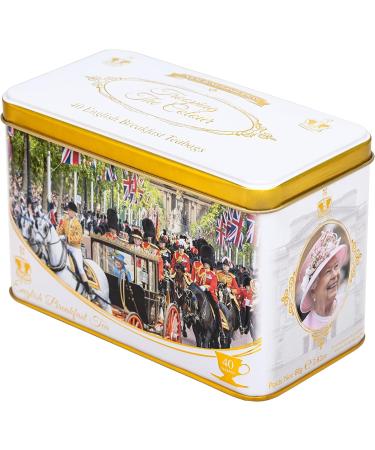 New English Teas Trooping The Colour Tea Tin with 40 English Breakfast Teabags Queen Elizabeth II - Buy Online on SooperMarket.com