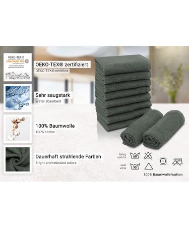 Zollner 10 Set Seif Towels 30x30 cm | Soft Super Absorbent Dark Gray Washcloths | Hotel Quality Cotton | Washable up to 60 C - Buy Online on SooperMarket.com