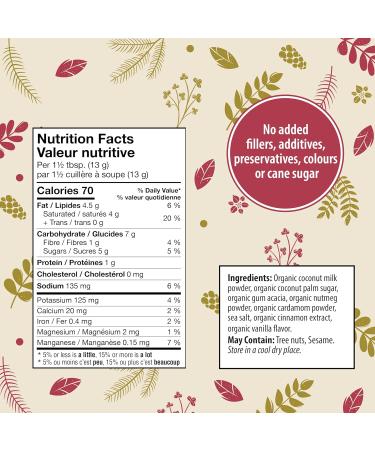 Organic Traditions Holiday Spice Instant Latte Limited Edition Seasonal Flavour Superfood Caffeine Free Dairy Free Drink Mix for Hot and Iced Latte Drink 150g/5.3oz Bag - Buy Online on SooperMarket.com