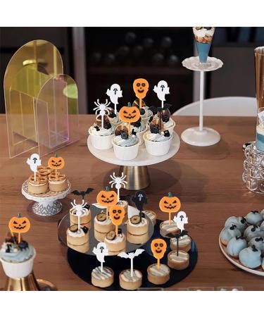 Rsstarxi 50 Pack Plastic Halloween Food Toothpicks Halloween Cupcake Toppers Pumpkin Ghost Spider Bat Cupcake Food Picks for Fruit Appetizer halloween Birthday Party Cake Decorations Design 16 - Buy Online on SooperMarket.com